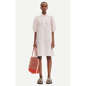 SAMSØE SAMSØE Suzia Dress Stripe Stand Ruffle Collar Shirtdress Pumpkin St